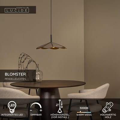 Lucide BLOMSTER - Pendelleuchten - Ø 47 cm - LED Dim. - 1x9W 3000K - Taupe | Essential